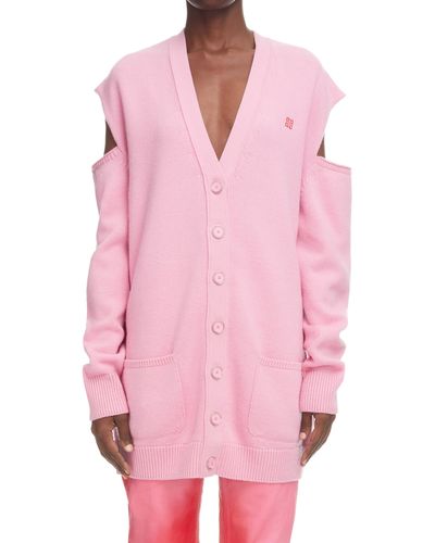 Givenchy 7gg Logo Jacquard Cutout Cardigan - Pink