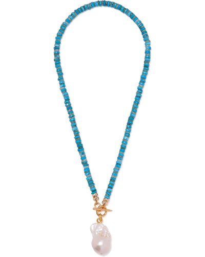 Lizzie Fortunato Pearl Isle Beaded toggle Necklace - Blue