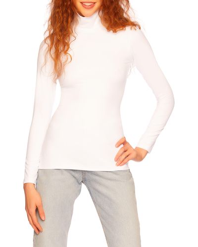 Susana Monaco Mock Neck Long Sleeve Top - White