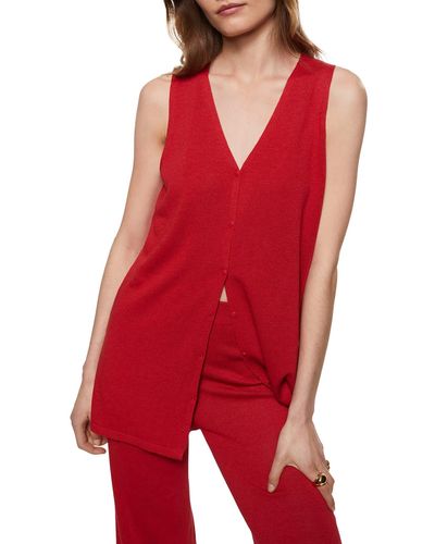 Mango Oversize Button Front Sweater Vest - Red