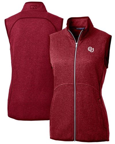 Cutter & Buck Heather Oklahoma Sooners Mainsail Sweater-knit Full-zip Vest At Nordstrom - Red