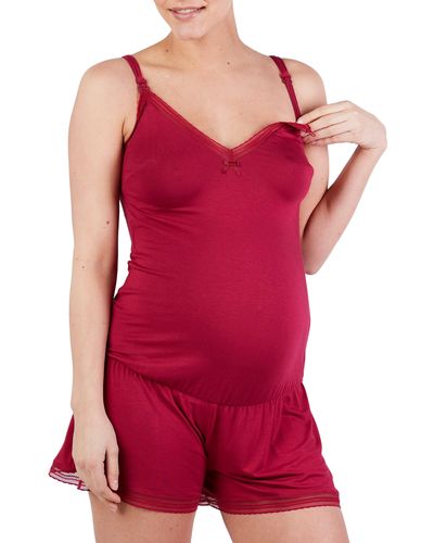 Cache Coeur Milk Maternity/nursing Pajama Romper - Red