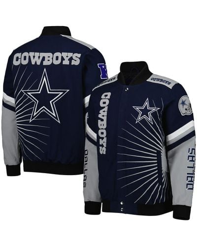 Men's Dallas Cowboys G-III Sports by Carl Banks Navy Extreme Redzone  Full-Snap Varsity Jacket