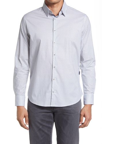 Stone Rose Neat Stretch Button-up Shirt - White