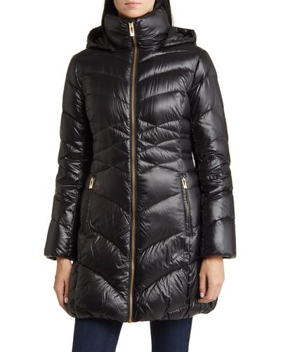Via Spiga Quilted Puffer Jacket With Removable Hood - Black