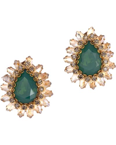 Deepa Gurnani Leesha Crystal Stud Earrings - Green