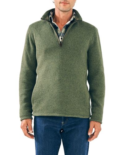 Faherty Sweater Fleece Quarter Zip Top - Green