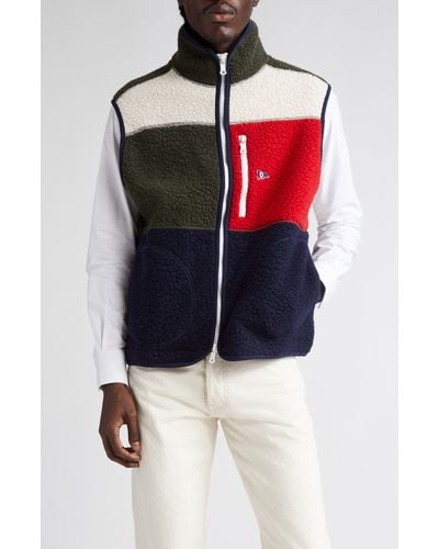 Drake's Colorblock Wool Blend Bouclé Vest - Red