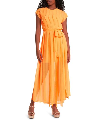 ASOS Raw Edge Ruffle Chiffon Dress - Orange