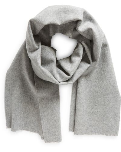 Vince Double Face Wool & Cashmere Fringe Scarf - Gray