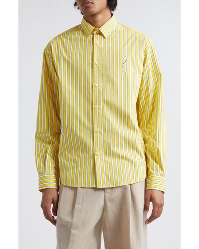 Jacquemus La Chimese Simon Twisted Stripe Button-up Shirt - Yellow