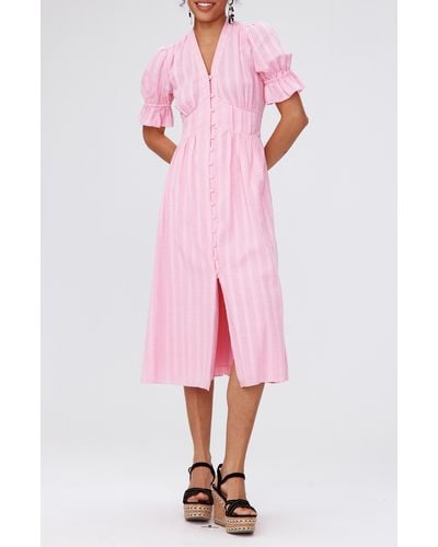 Diane von Furstenberg Erica Cotton Button-up Midi Dress - Pink