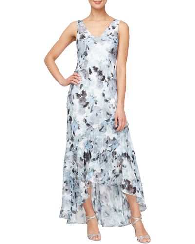 Alex Evenings Print Sleeveless Gown With Jacket - Blue