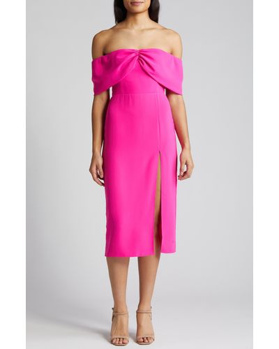 Amanda Uprichard Darien Off The Shoulder Cocktail Dress - Pink