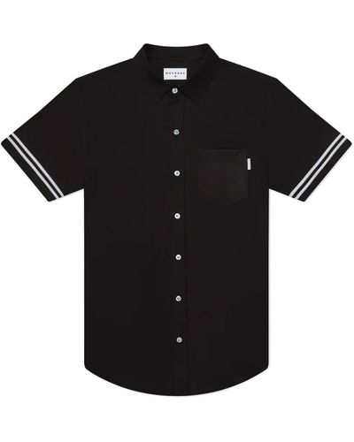 MAVRANS Tailored Fit Game Waterproof Short Sleeve Performance Button-up Shirt At Nordstrom - Black