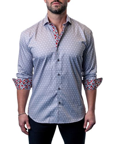 Maceoo Einstein 3d Square Contemporary Fit Button-up Shirt - Blue
