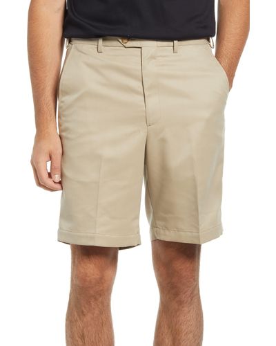 Berle Flat Front Shorts - Natural
