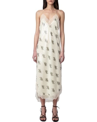 Zadig & Voltaire Ristyl Floral Sequin Slipdress - Natural