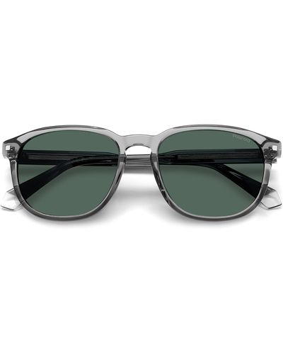 Polaroid 55mm Polarized Rectangular Sunglasses - Green