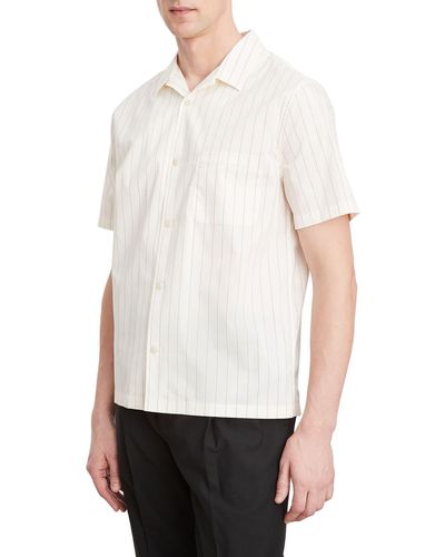Vince Monte Stripe Short Sleeve Camp Shirt - White