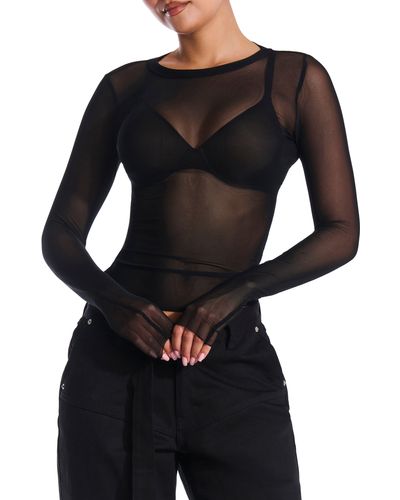 Naked Wardrobe long sleeve lace up front body in black футболки и