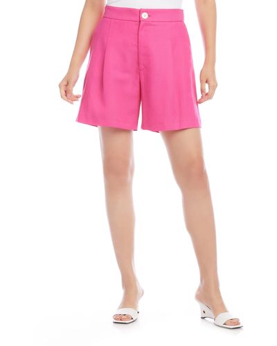 Karen Kane Pleated High Waist Shorts - Pink