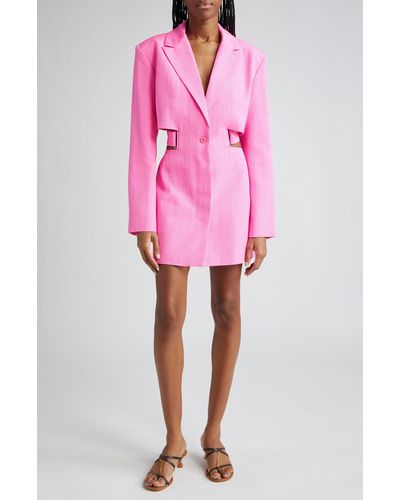 Jacquemus La Robe Bari Cutout Long Sleeve Blazer Minidress - Pink