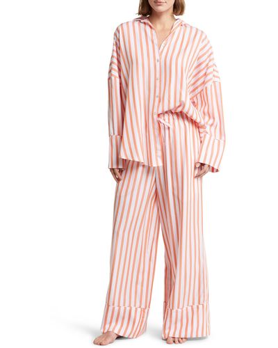 Papinelle Amelie Stripe Wide Leg Pajamas - Pink