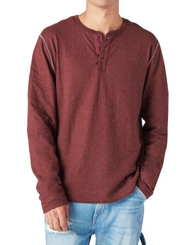 Lucky Brand Duofold Cotton Henley - Red