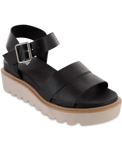 MIA Jovie Ankle Strap Platform Wedge Sandal - Black