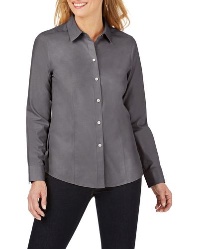 Foxcroft Dianna Non-iron Cotton Shirt - Gray