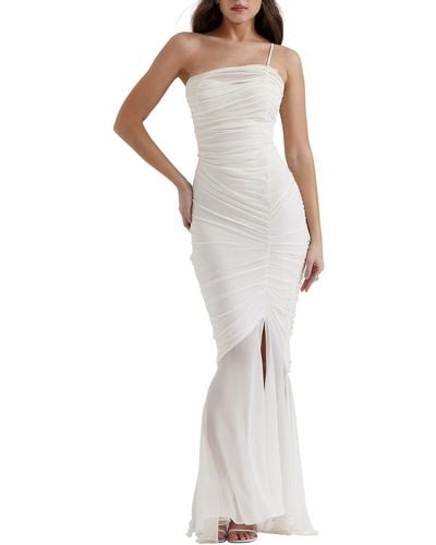 House Of Cb Pearla Ruched Georgette Cocktail Dress - White