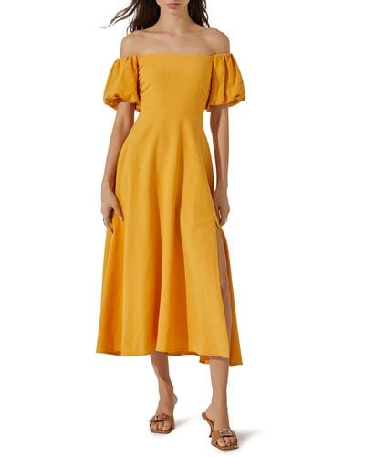 Astr Off The Shoulder A-line Dress - Yellow