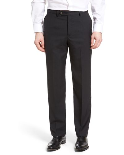 Berle Lightweight Plain Weave Flat Front Classic Fit Pants - Black