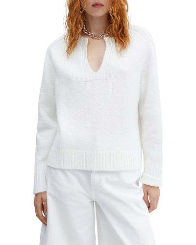 Mango Notch Neck Sweater - White