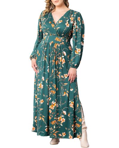 Kiyonna Kelsey Long Sleeve Maxi Dress - Green