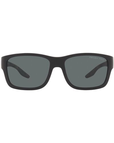 Prada 59mm Polarized Rectangular Sunglasses - Gray
