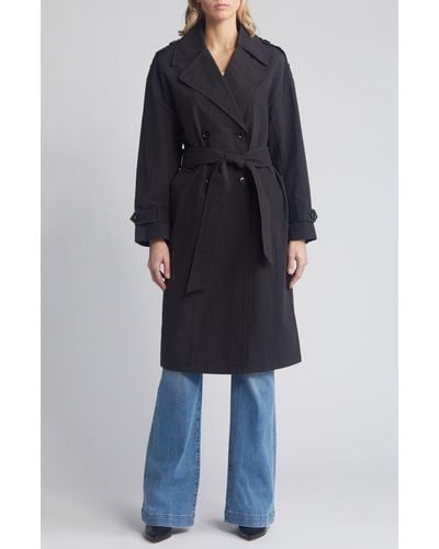 BCBGMAXAZRIA Double Breasted Packable Trench Coat - Black