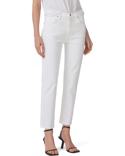 Citizens of Humanity Isola Mid Rise Crop Slim Straight Leg Jeans - White