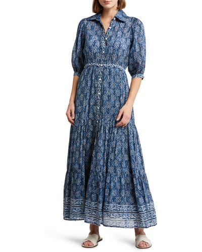 Alicia Bell Blair Puff Sleeve Maxi Dress - Blue