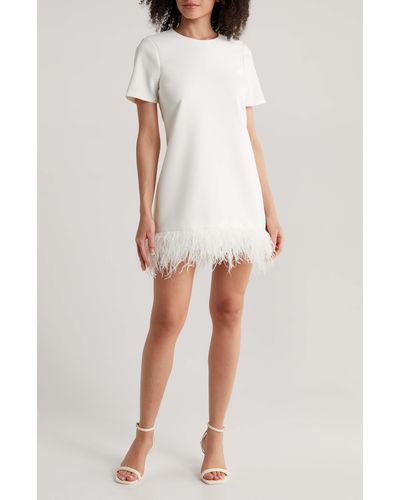 Likely Marulla Feather Trim Dress - White