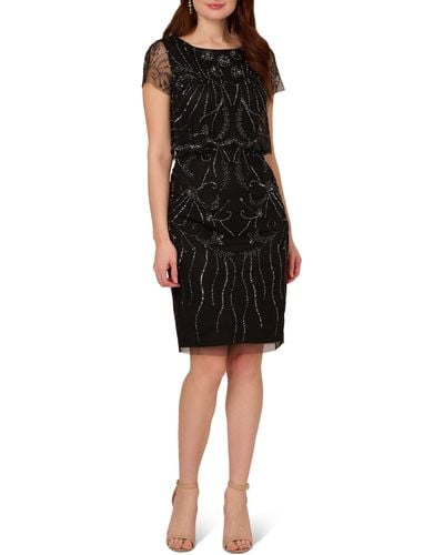 Adrianna Papell Beaded Cocktail Dress - Black