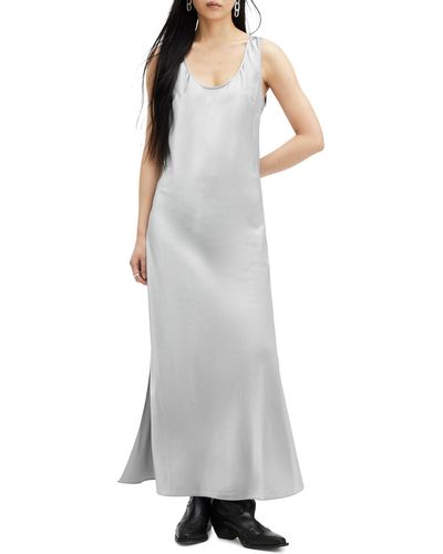 AllSaints Lisa Satin Maxi Dress - Gray