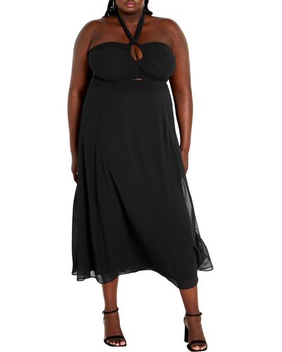 City Chic Everlee Halter Dress - Black