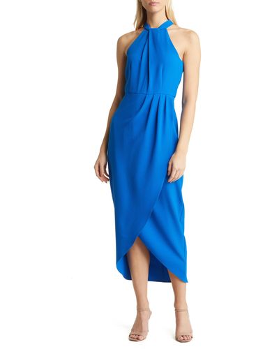 Julia Jordan Knot Neck Halter Dress - Blue