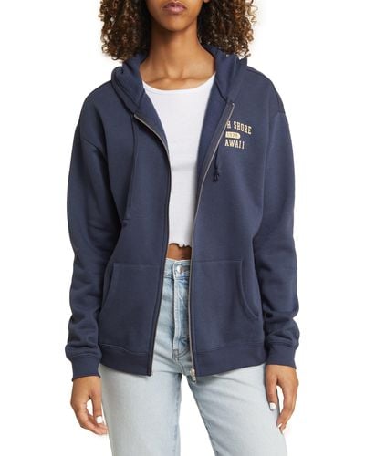 THE VINYL ICONS North Shore Graphic Zip-up Hoodie - Blue