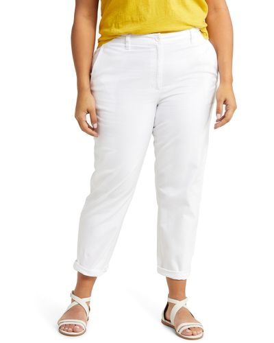 Eileen Fisher Organic Cotton Blend Tapered Ankle Pants - White