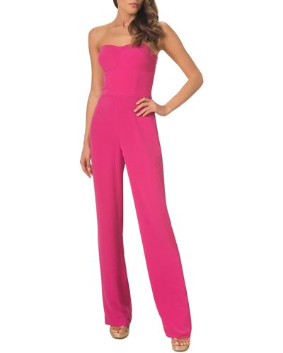 Dress the Population Preston Stretch Crepe Strapless Jumpsuit - Pink