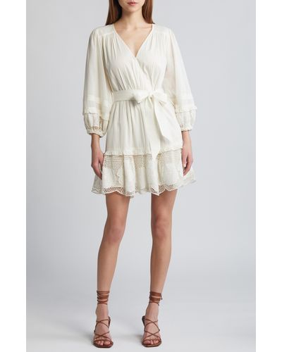 Cleobella Jill Tie Waist Long Sleeve Organic Cotton Minidress - Natural