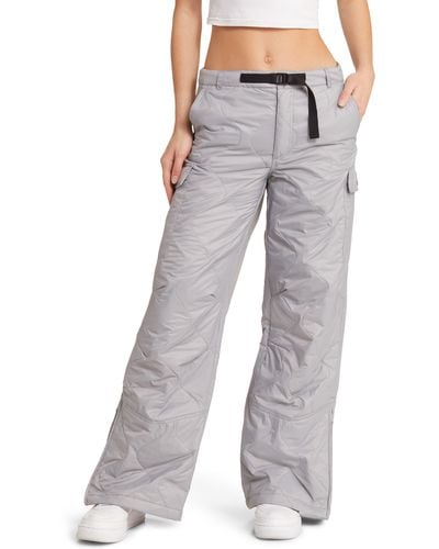 Coney Island Picnic Alpine Slopes Quilted Wide Leg Cargo Pants - Gray